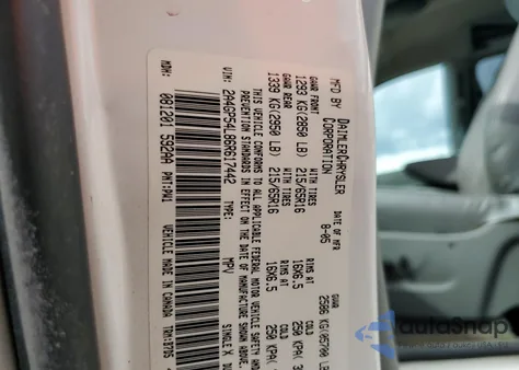 2006 Chrysler Town & Country Touring из США, поврежденный, VIN 2A4GP54L86R617442